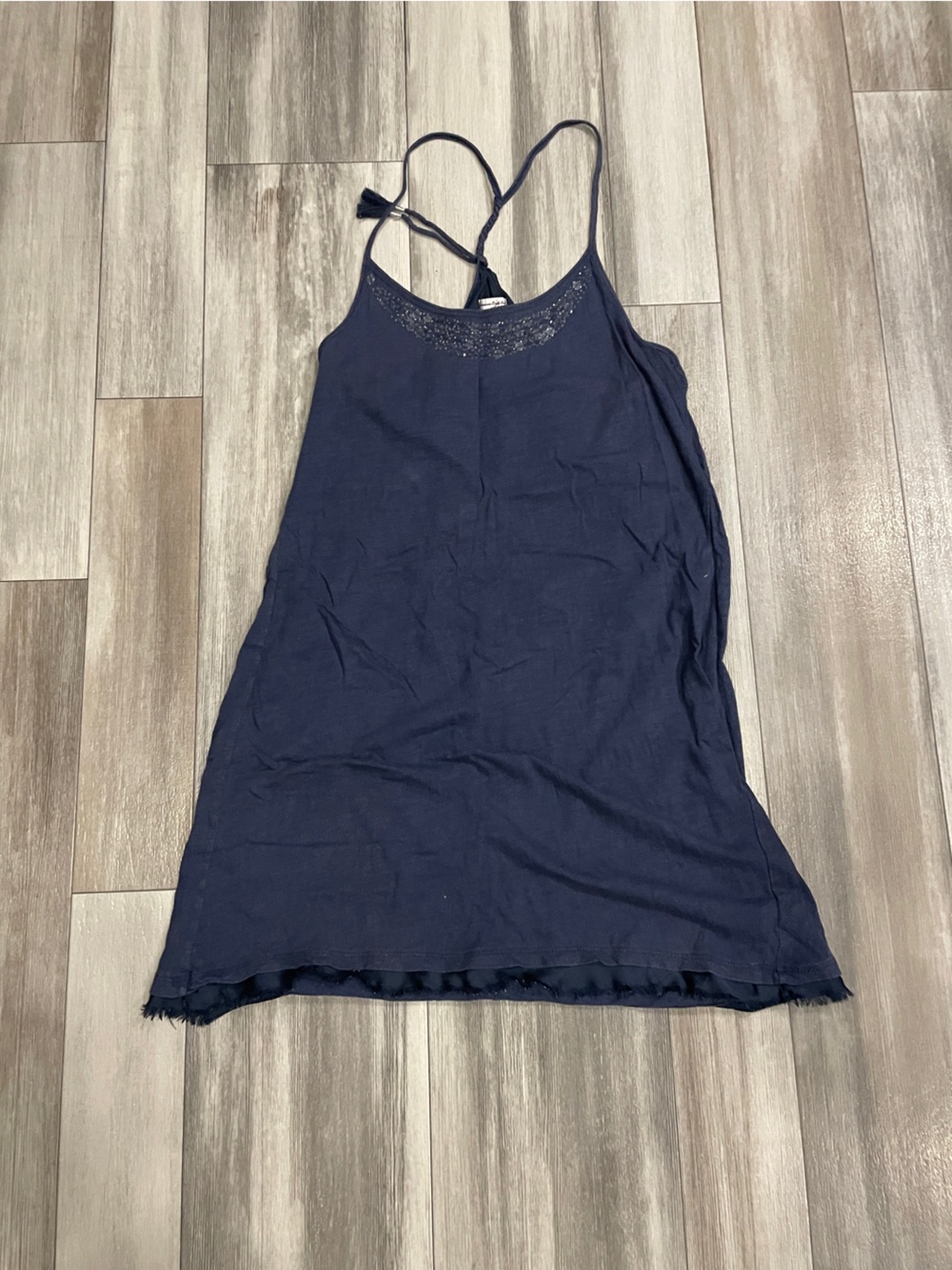 Y2K American Eagle Navy Blue Sequin Halter Mini Dress Size M Boho Festival